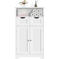 KORVIXA Bathroom Floor Storage Cabinet with 2 Drawers & Shelf in White | Size: W900mm x H650mm