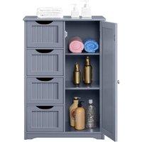 KORVIXA Bathroom Floor Cabinet 4 Drawers 1 Door Free Standing in Grey | Size: W600mm x H750mm