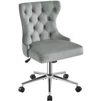 KORVIXA Velvet Upholstered Home Office Chair in Grey | Size: 100 cm x 100 cm