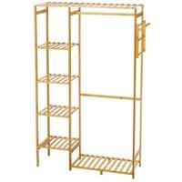 KORVIXA Wooden Clothes Rail Rack Garment Hanging Stand in Brown | Size: 900mm