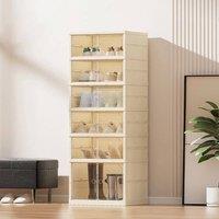 KORVIXA 6 Tier Plastic Wardrobe Storage Box in Beige | Size: 800mm