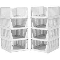 KORVIXA 4X Folding Stackable Wardrobe Drawer in White | Size: 900mm