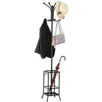 KORVIXA Metal Coat Stand Rack Free Standing Hall Tree in Black | Size: 100 cm x 15 cm