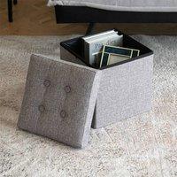 KORVIXA Grey 38cm*38cm*38cm Extra Large Ottoman Storage Seat Stool | Size: 100 cm