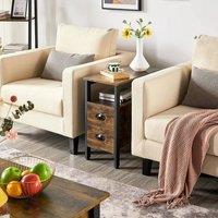 KORVIXA Wooden Narrow Bed Side Table Nightstand in Brown | Size: 100 cm