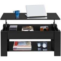 KORVIXA Lift Top Coffee Table with Hidden Storage in Black | Size: 0.6m2