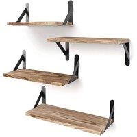 KORVIXA Wooden Wall-Mounted Floating Shelves 4Pcs in Brown | Size: 0.6m2