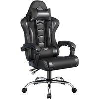 KORVIXA Reclining Swivel PU Leather Ergonomic Gaming Chair in Black | Size: 0.6m2