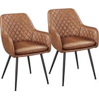 KORVIXA Set of 2 PU Leather Dining Chairs in Brown | Size: 0.6m2