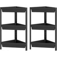 VOGREX 2-Pack 3-Tier Standing Corner Shower Caddy for Bathroom in Black