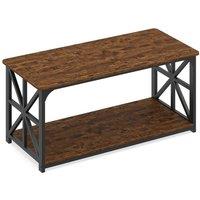 VOGREX Industrial Farmhouse Accent Table, Open Storage Shelf in Brown
