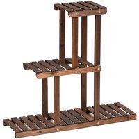 VOGREX Wooden 3-Tier Plant Stand 81x25x75cm Garden Storage Rack in Brown | Size: 81 x 25 x 75 cm