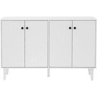 VOGREX White Wooden 4-Door Dining Sideboard Cabinet with Shelves