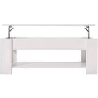 VOGREX White Lift Top Coffee Table with Storage Shelf Living Room Tea Table