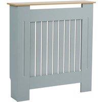 VOGREX Grey Oak Top Wooden Radiator Cover Slatted Grill Wall Cabinet Shelf