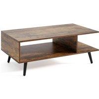 VOGREX Brown Mid Century 2 Tier Coffee Table