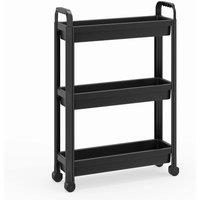 VOGREX 3 Tier Slim Rolling Bathroom Storage Cart in Black