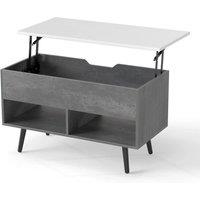 VOGREX Grey Mid Century Lift Top Coffee Table Storage Shelves