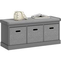 NESTLUNE Shoe Bench with Seat, Shoe Storage Bench with Fabric Drawers in Grey | Size: 100 cm x 60 cm