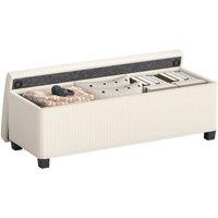 NESTLUNE Storage Ottoman with Lid, 112cm Bench Chest Box, Beige | Size: 150 cm x 90 cm