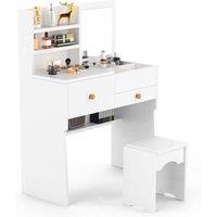 SPETLEK Dressing Table w/Mirror Modern Make up Desk in White