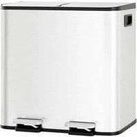 Havendro Trash Can Garbage Bin Dual Compartment Recycling Step On in White