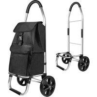 FLAVORA 2 Wheels Folding Trolley Lightweight Shopping Luggage in Black | Size: 0.6m2