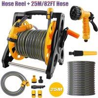 FLAVORA Hose Reel + 25M/82FT Hose Garden Hose Reel Trolley in Black | Size: 100g