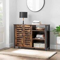 KORVIXA Storage Cabinet Sideboard Adjustable Shelves in Brown | Size: 100 cm