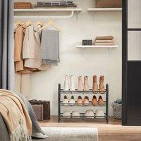 KORVIXA 3 Tier Shoe Rack, Stackable Storage Rack in Black | Size: 100 cm