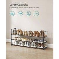 KORVIXA 3-Tier Shoe Rack, Shoe Storage Organiser in Black | Size: 100 cm