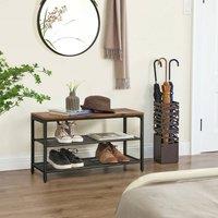 KORVIXA Shoe Rack with 2 Shelves Shoe Storage Organiser in Brown | Size: 100 cm