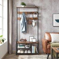 KORVIXA Coat Stand Rack Coat Shoe Storage in Brown | Size: 100 cm