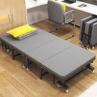 KORVIXA Folding Single Bed Portable Guest Bed Metal Frame +Wheels in Grey