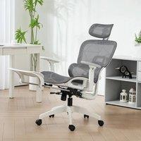 KORVIXA Grey & White Executive Office Chair with Lumbar Support | Size: 100 cm