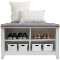KORVIXA Bench Grey with Padded Seat 4 Shelves Entryway Shoe Rack | Size: 100 cm