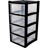 SPETLEK 4 Drawers Large Storage Drawer Unit Tower Plastic in Black | Size: 100 cm x 60 cm