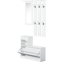 Havendro Shoe Storage Unit Coat Rack Stand Bench Shelf Cabinet Mirror Hooks in White
