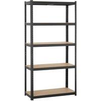 KORVIXA Garage Shed 5 Tier Heavy Duty Metal Storage Shelving Unit in Black | Size: 0.6m2
