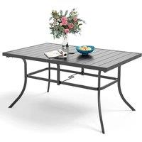 KORVIXA Metal Garden Dining Table Outdoor Patio Table in Black | Size: 0.6m2
