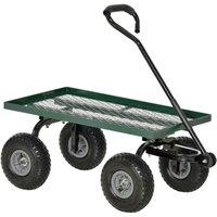 NESTLUNE Garden Trolley Cart with Pneumatic Wheels in Green | Size: 1.25kg