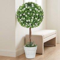 STILVORA Set of 2 Artificial Rose Topiary Plants in Pots 60 cm in Green