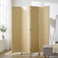 STILVORA 4-Panel Room Divider Folding Privacy Screen Beige