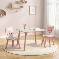 STILVORA Children's Table & Chair Set with 2 Chairs Pink