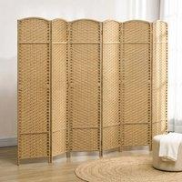 STILVORA 6 Panel Room Divider Folding Privacy Screen Natural