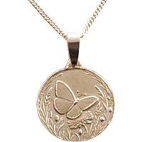 Ojewellery Butterfly Engraved Sterling Silver Coin Necklace | Size: 16-18inch