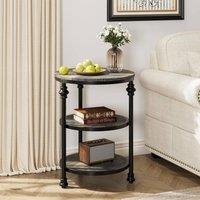 London Boutique 3 Tier Round Coffee Table Industrial Bedside End Table Sofa Side Table in Dark Brown