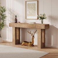 London Boutique 160cm Entryway Console Table Slim Behind Sofa Table Hallway Table in Light Brown