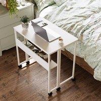 London Boutique Folding Computer Rolling Home Office Writing Table w/ Storage Shelf in White