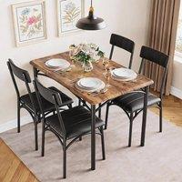 London Boutique 5PCS Dining Table Set Rectangular Kitchen Table w/4 Upholstered Chairs